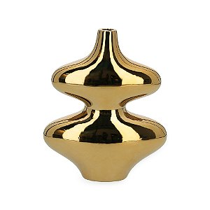 VASO EM CERAMICA DOURADO GEOMETRICO MART 29CM