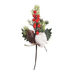 GALHO DE RAMOS DECORATIVO FRUTO DO ALGODAO - 27CM
