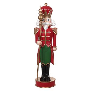 BONECO QUEBRA NOZES NATAL EM RESINA VERMELHO E VERDE 1,22M