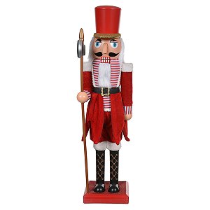 BONECO NATALINO QUEBRA NOZES EM PE 80CM VERMELHO E BRANCO