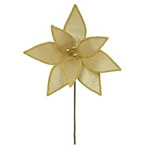 FLOR BICO PAPAGOIO NATAL AVELUDADO CHAMPANHE 28CM FLORARTE
