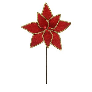 FLOR BICO DE PAPAGAIO NATAL AVELUDADO VERMELHO 28CM FLORARTE