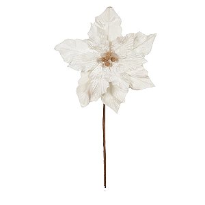 FLOR BICO DE PAPAGAIO NATAL AVELUDADO BRANCO 30CM FLOARTE