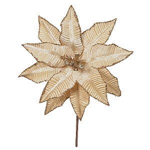 FLOR BICO PAPAGAIO C/GLITTER CHAMPANHE 23CM FLORARTE
