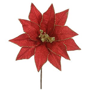 FLOR BICO PAPAGAIO COM GLITTER VERMELHO 23CM FLORARTE