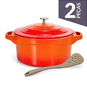 CACAROLA LE COOK PREMIER ORANGE 28CM 7,2L PEGADOR SILICONE