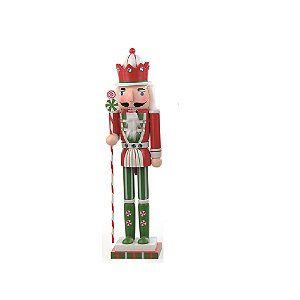SOLDADO QUEBRA NOZES EM MADEIRA CANDY CHAPEU VM 40cm C/1 UN