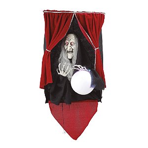 BONECO BRUXA CIGANA NA TENDA SOM E MOVIMENTO HALLOWEEN