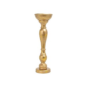 CASTIÇAL PORTA VELAS OURO ANTIGO EM METAL COM 37CM