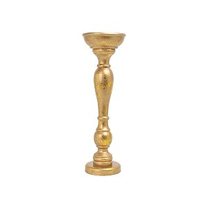 CASTIÇAL PORTA VELAS OURO ANTIGO EM METAL 26CM