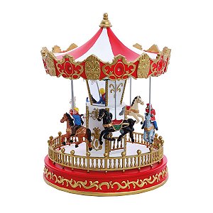 VILA NATALINA CARROSSEL CLR COM LUZ SOM MOVIMENTO 24CM