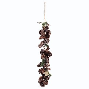 ENFEITE FESTAO DECORATIVA COM PINHAS E FOLHAS MRR 44CM