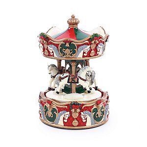 CAIXA MUSICAL CARROSSEL COM SOM E MOVIMENTO A CORDA 16CM