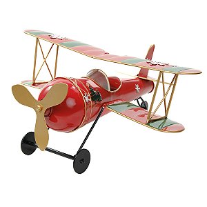 ESCULTURA AVIAO DECORATIVO NATALINO EM METAL CLR 35cm