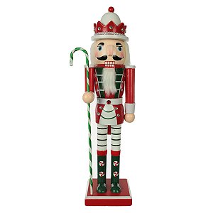 BONECO QUEBRA NOZES NATAL 38CM VERDE E VERMELHO FLORARTE