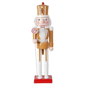 BONECO EM MADEIRA QUEBRA NOZES COLORIDO FLORARTE 38X8,4CM