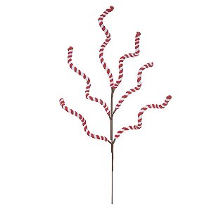 GALHO DOCE DE MENTA BRANCO E VERMELHO EM TECIDO 56CM FLORARTE