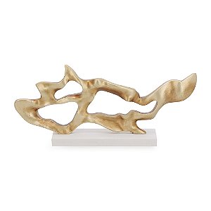 ESCULTURA ABSTRATA  EM POLIRRESINA DOURADO MART 51cm