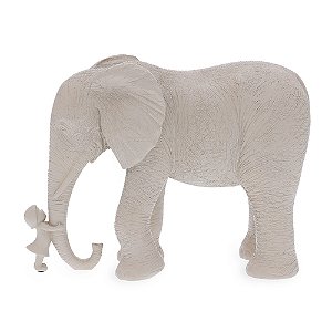 ESCULTURA DE ELEFANTE EM POLIRESINA CINZA MART 22,5CM