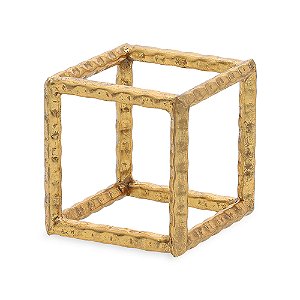 ESCULTURA CUBO EM METAL DOURADO MART