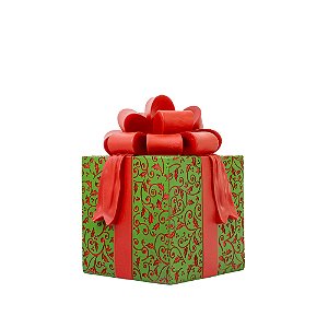 CAIXA DE PRESENTE EM RESINA VERMELHO E VERDE 26CM
