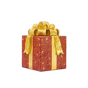 CAIXA DE PRESENTE EM RESINA VERMELHO E DOURADO 20X13CM