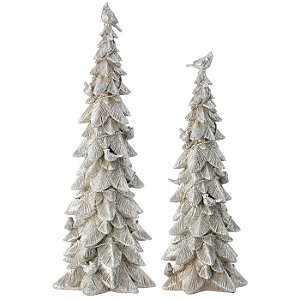CJ 2 PÇS DECOR ARVORE DE NATAL EM RESINA E CARDEAIS 46X16X17.5CM