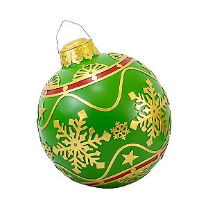 BOLA NATALINA DECOR FLOCOS DE NEVE EM RESINA VERDE 31CM