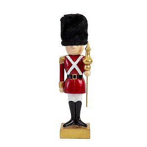 SOLDADO QUEBRA NOZES VERMELHO BRANCO E PRETO 32CM