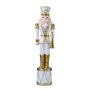 SOLDADO QUEBRA NOZES DECORATIVO EM RESINA COM CORNETA 48,5CM