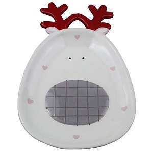 PETISQUEIRA RENA NATALINA DECORATIVA EM CERAMICA - 20CM