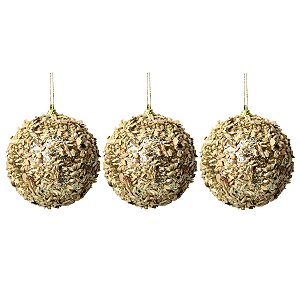 TRIO DE BOLA DE NATAL DECORADA - 10CM