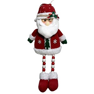 PAPAI NOEL DECORATIVO SENTADO COM PERNAS DE MIÇANGAS - 45CM