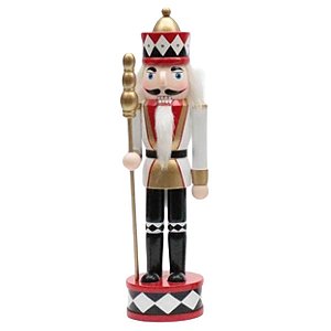 BONECO QUEBRA NOZES COM LANÇA BRANCO E DOURADO - 30CM