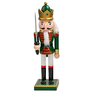 BONECO QUEBRA NOZES NATALINO MADEIRA COM ESPADA - 25CM