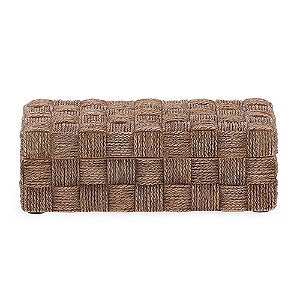 CAIXA EM POLIRRESINA ESTILO RATTAN BEGE MART 17,5cm