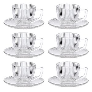 JOGO DE 6 XICARAS DE CAFE VIDRO GRAFFIATO 90ML HAUSKRAFT