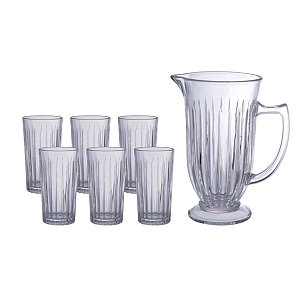 JARRA COM 6 COPOS DE VIDRO INCOLOR MELINA HAUSKRAFT