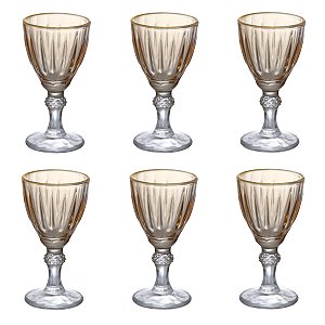 JOGO 6 TAÇAS LICOR DOMINIC AMBAR BORDADOURADA 55ML HAUSKRAFT