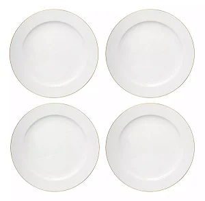 JG 4 PRATO RASO PORCELANA ROYAL BRANCO E DOURADO HAUSKRAFT