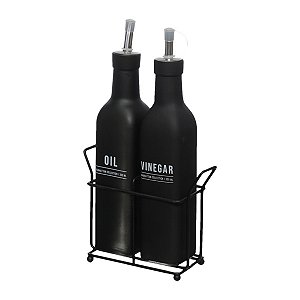 GALHETEIRO DE VIDRO 300ML 2 PEÇAS MANHATTAN PRETO HAUSKRAFT