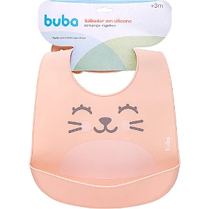BABADOR EM SILICONE COM PEGA-MIGALHAS GUMY PESSEGO BUBA
