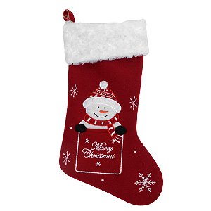 MEIA BOTA NATALINA DECORATIVA BONECO DE NEVE 42CM