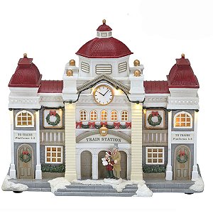 CASA NATALINA MUSICAL COM BONECOS E LUZ DE LED 26CM