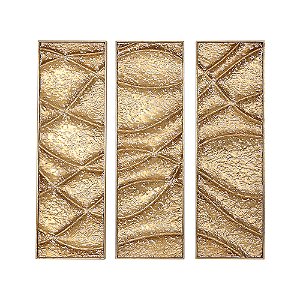 TRIO DE QUADRO EM METAL DOURADO MART