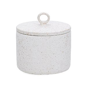 POTE COM TAMPA DECORATIVO EM CERAMICA OFF WHITE MART 17CM