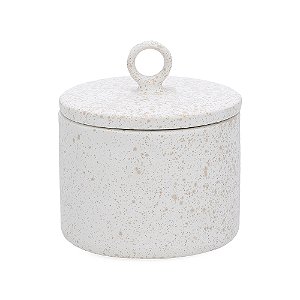 POTE COM TAMPA DECORATIVO EM CERAMICA OFF WHITE MART 16cm