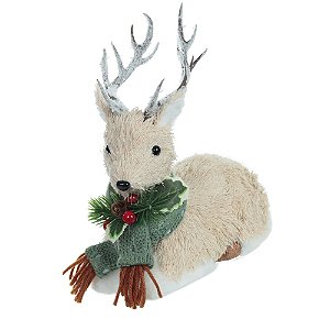 RENA NATALINA SENTADS SISAL (VERDE BEGE) COM CACHECOL 21cm