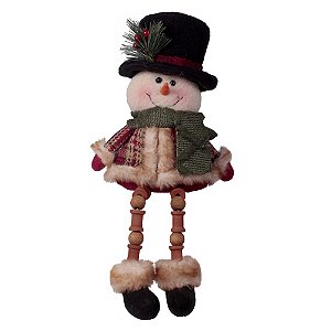 BONECO DE NEVE PERNAS DE MICANGAS VERMELHO XADREZ 34CM