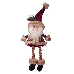 BONECO PAPAI NOEL PERNAS MICANGAS VERMELHO XADREZ 36cm